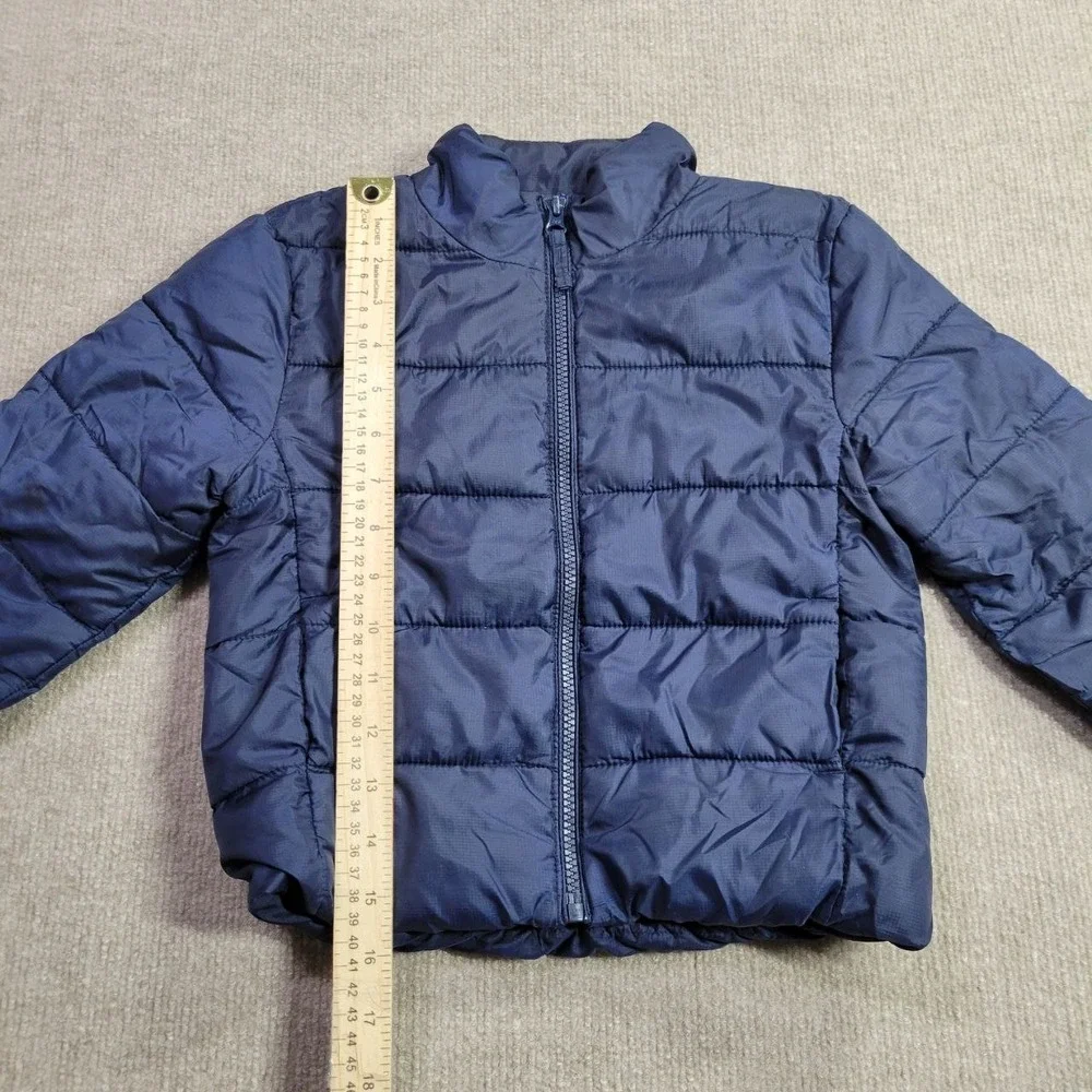 The Children's Place Puffer Jacket Boys‎ XS Navy Quilted Zip Up Winter Jacket